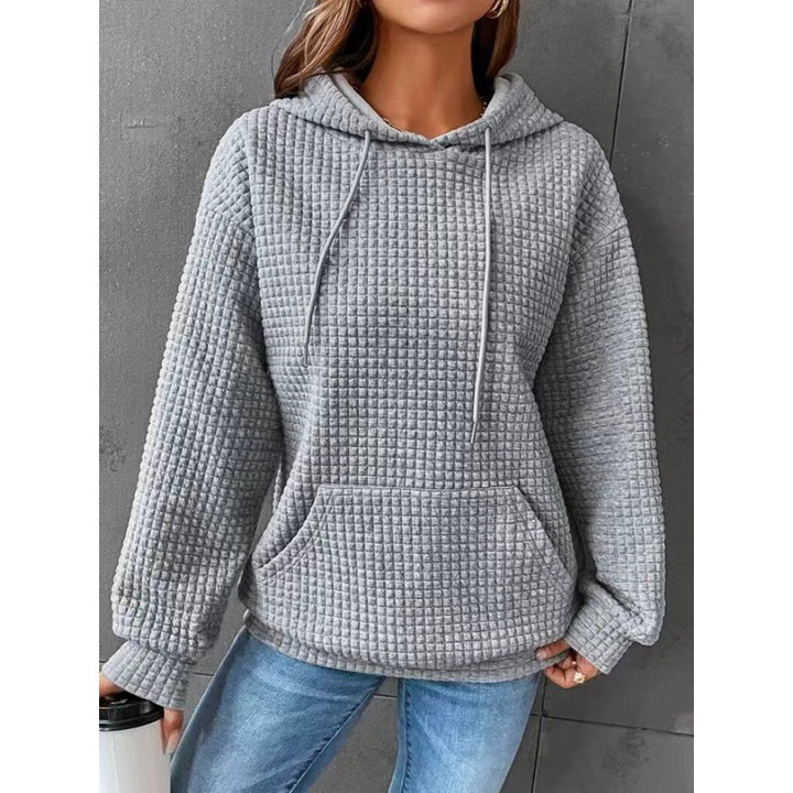 Damer Vaffelstruktur Hoodie med Bekväm Passform och Praktisk Ficka Mirla-Eva Jonsson