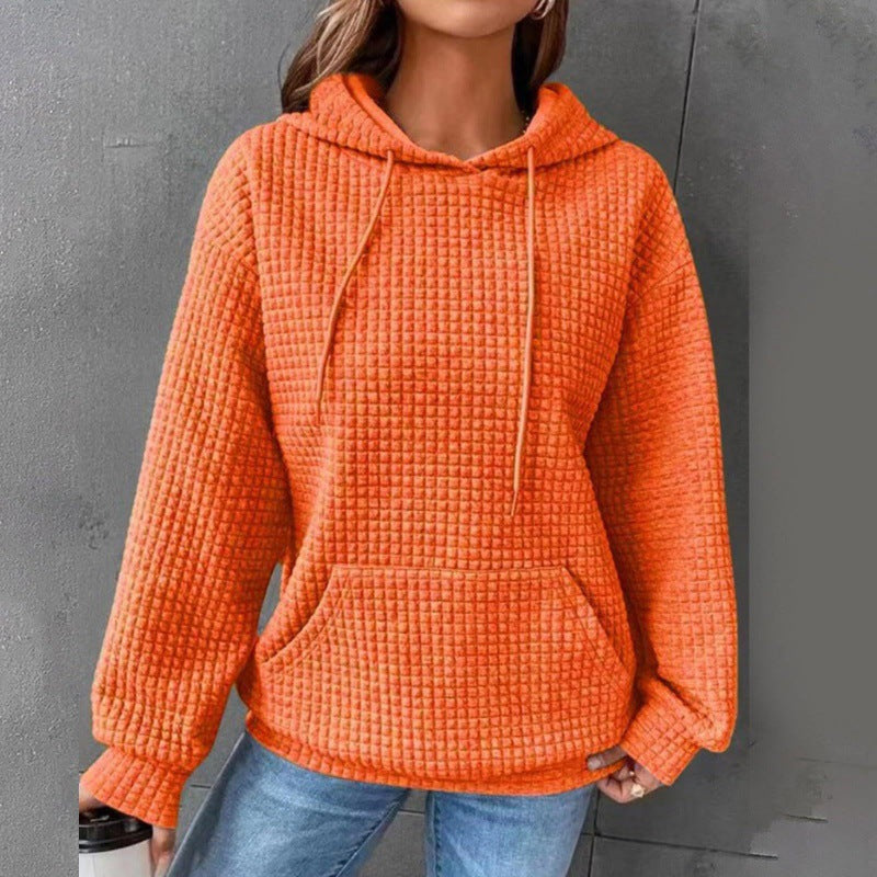 Damer Vaffelstruktur Hoodie med Bekväm Passform och Praktisk Ficka Mirla-Eva Jonsson