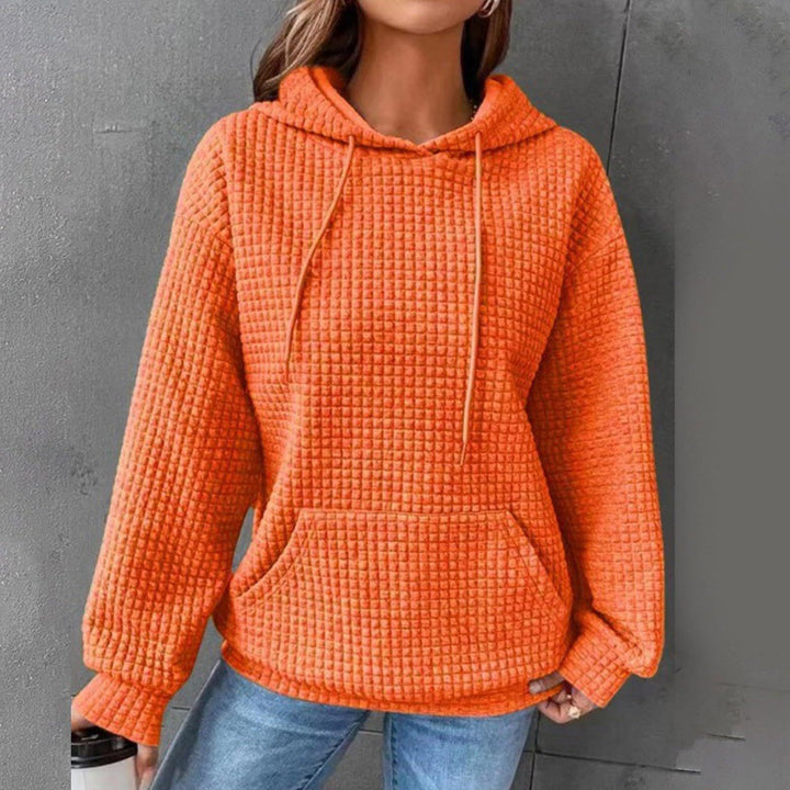 Damer Vaffelstruktur Hoodie med Bekväm Passform och Praktisk Ficka Mirla-Eva Jonsson