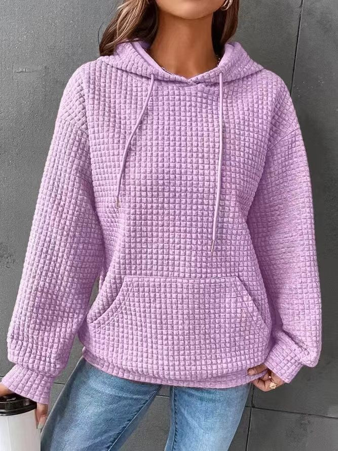 Damer Vaffelstruktur Hoodie med Bekväm Passform och Praktisk Ficka Mirla-Eva Jonsson