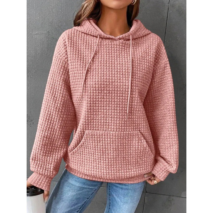 Damer Vaffelstruktur Hoodie med Bekväm Passform och Praktisk Ficka Mirla-Eva Jonsson