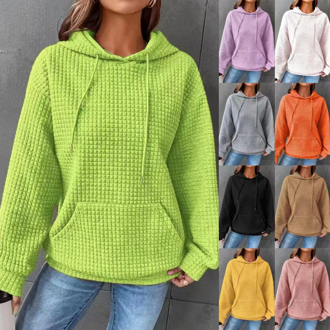 Damer Vaffelstruktur Hoodie med Bekväm Passform och Praktisk Ficka Mirla-Eva Jonsson
