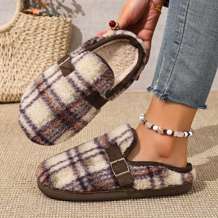 Damer Varm Tofflor med Rutmönster och Bekväm Sula Eva Jonsson-Eva Jonsson