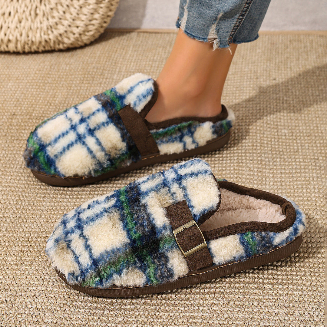 Damer Varm Tofflor med Rutmönster och Bekväm Sula Eva Jonsson-Eva Jonsson