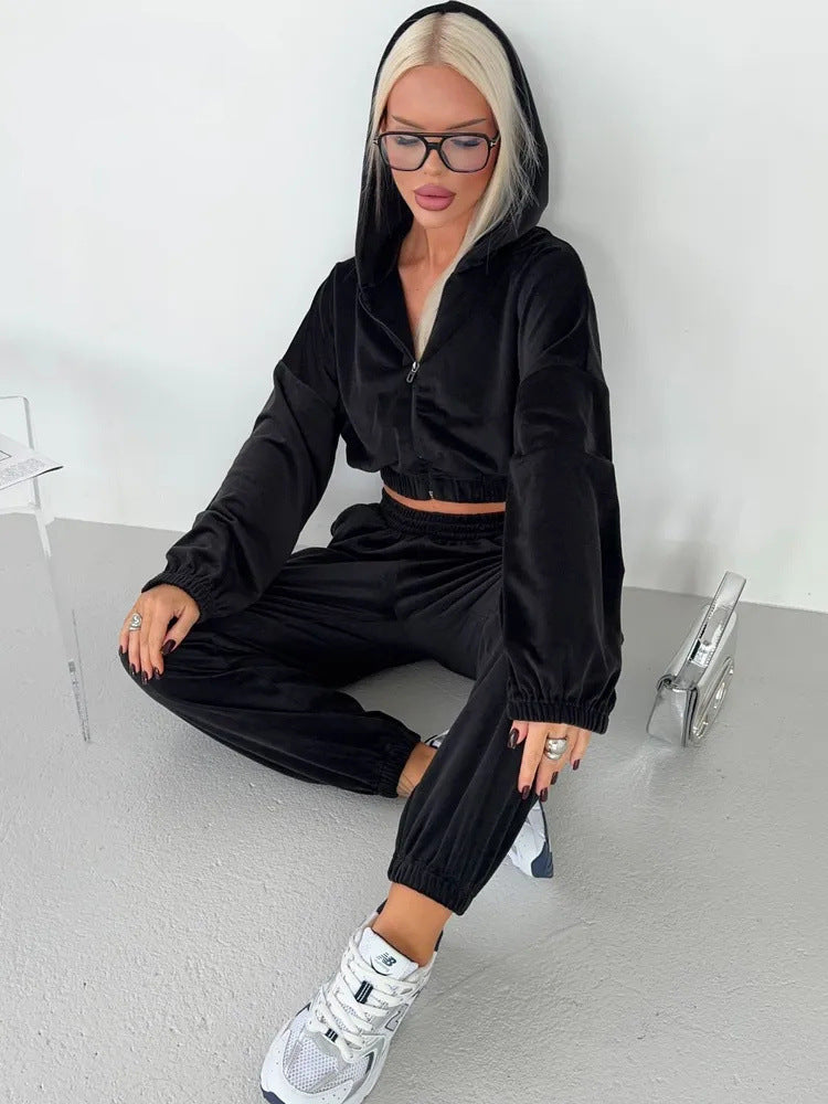 Damer Velours Fritidsset med mjuk hoodie och bekväma joggers Mirla-Eva Jonsson