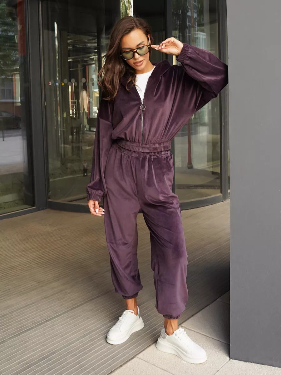 Damer Velours Fritidsset med mjuk hoodie och bekväma joggers Mirla-Eva Jonsson