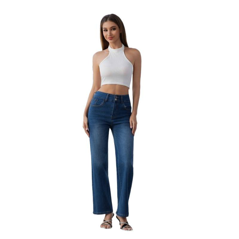 Damer Vid klippta jeans med hög midja och klassisk denim-look Mirla-Eva Jonsson