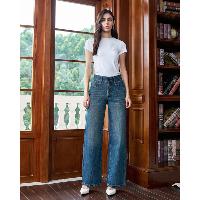 Damer Vid klippta jeans med hög midja och klassisk denim-look Mirla-Eva Jonsson