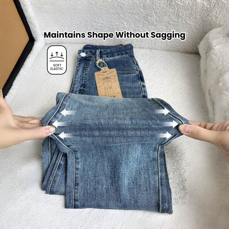 Damer Vid klippta jeans med hög midja och klassisk denim-look Mirla-Eva Jonsson