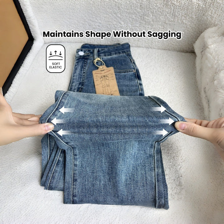 Damer Vid klippta jeans med hög midja och klassisk denim-look Mirla-Eva Jonsson