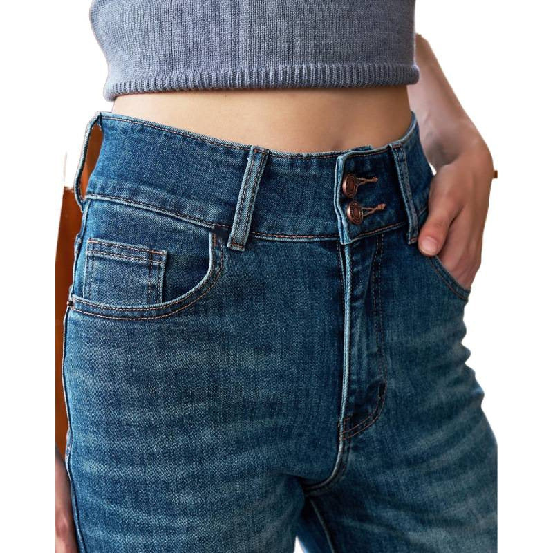 Damer Vid klippta jeans med hög midja och klassisk denim-look Mirla-Eva Jonsson