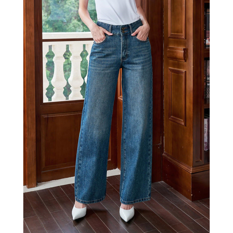 Damer Vid klippta jeans med hög midja och klassisk denim-look Mirla-Eva Jonsson