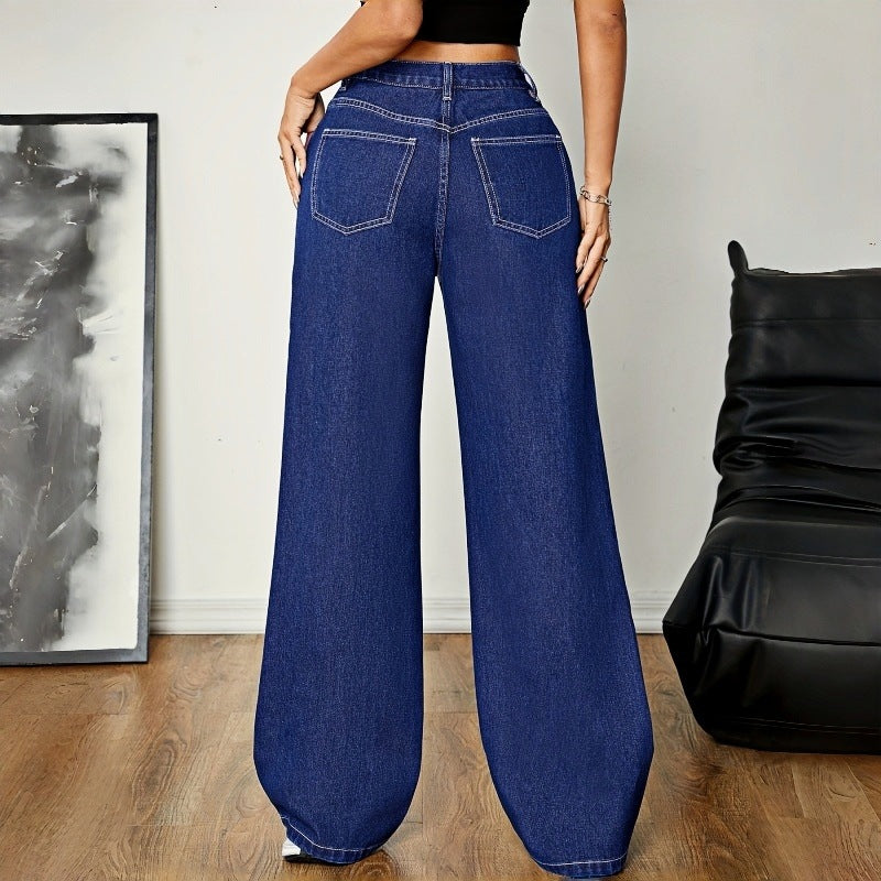 Damer Vida Denim-byxor med hög midja och avslappnad passform Mirla-Eva Jonsson