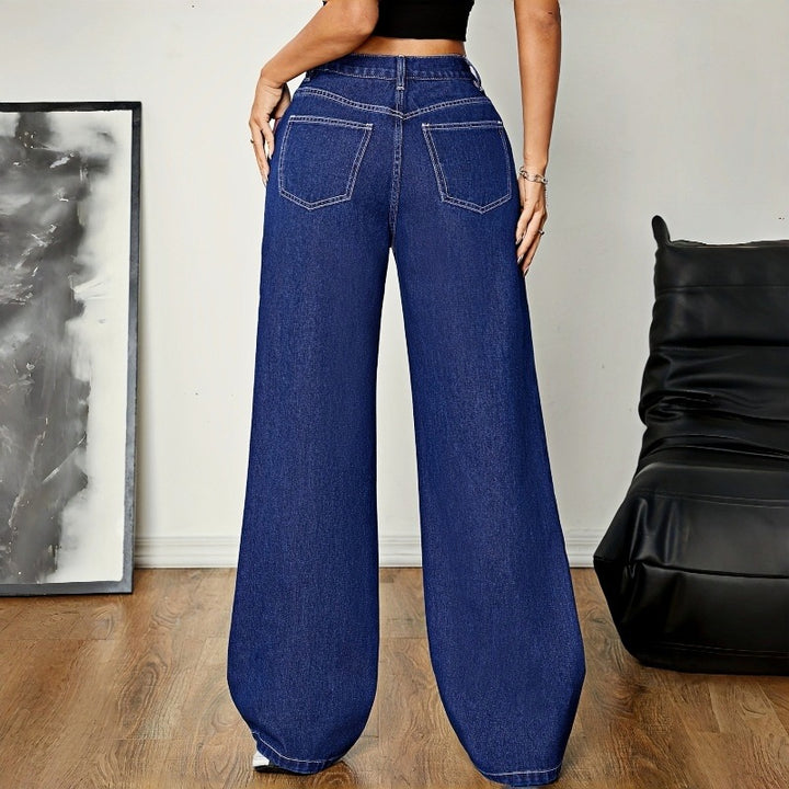 Damer Vida Denim-byxor med hög midja och avslappnad passform Mirla-Eva Jonsson