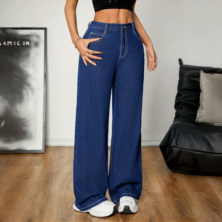 Damer Vida Denim-byxor med hög midja och avslappnad passform Mirla-Eva Jonsson