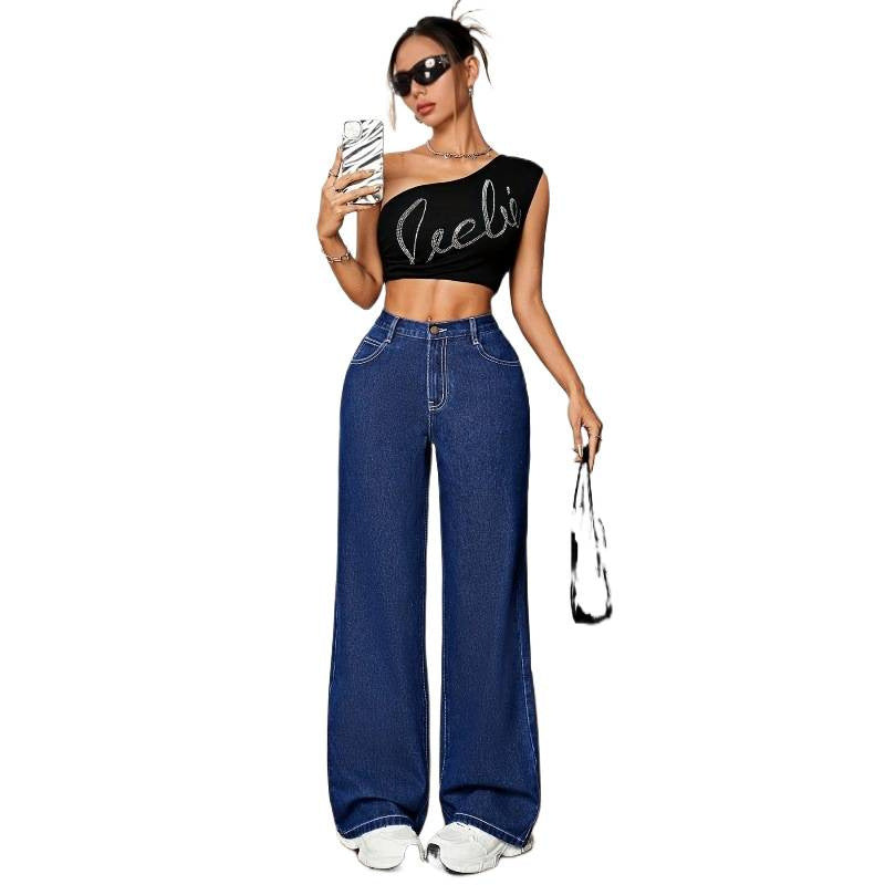 Damer Vida Denim-byxor med hög midja och avslappnad passform Mirla-Eva Jonsson