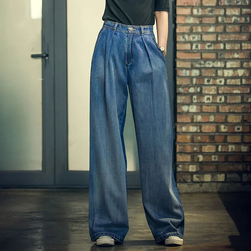Damer Vida Denimbyxor i avslappnad hög midja-stil Eva Jonsson-Eva Jonsson