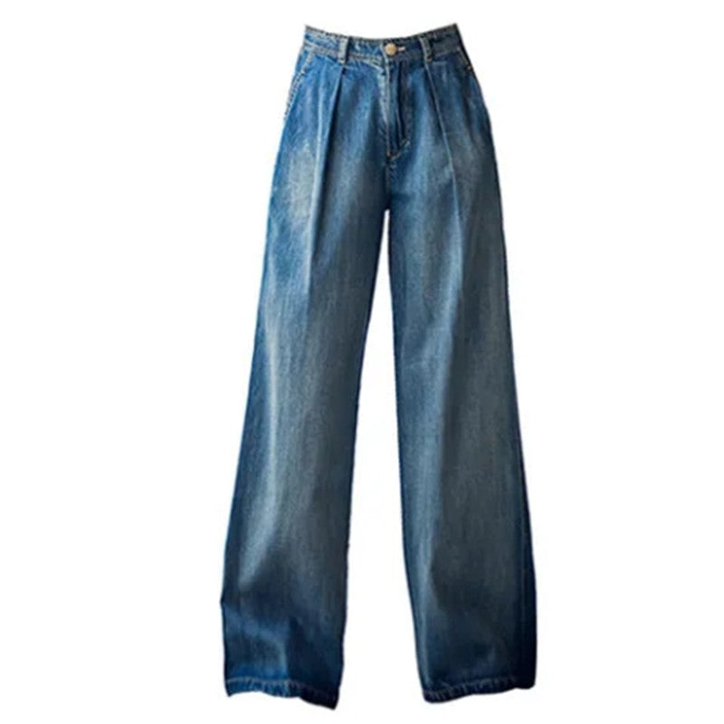 Damer Vida Denimbyxor i avslappnad hög midja-stil Eva Jonsson-Eva Jonsson