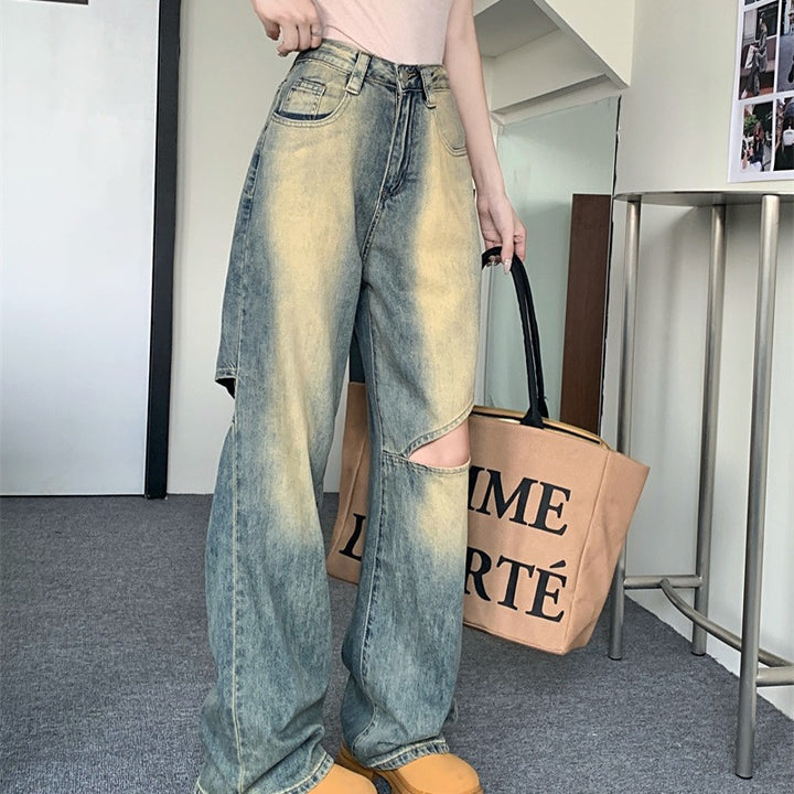 Damer Vida Denimbyxor med Asymmetrisk Knapp Mirla-Eva Jonsson