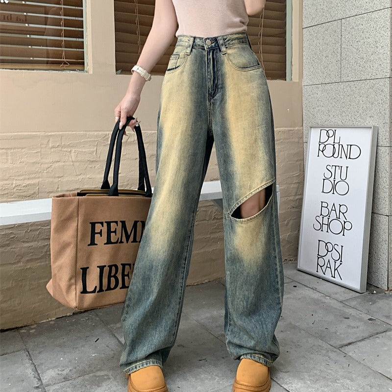 Damer Vida Denimbyxor med Asymmetrisk Knapp Mirla-Eva Jonsson