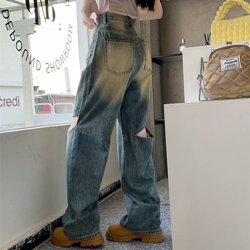 Damer Vida Denimbyxor med Asymmetrisk Knapp Mirla-Eva Jonsson