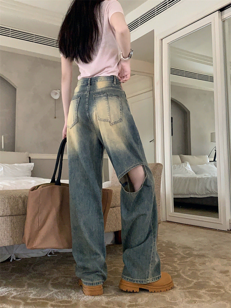 Damer Vida Denimbyxor med Asymmetrisk Knapp Mirla-Eva Jonsson