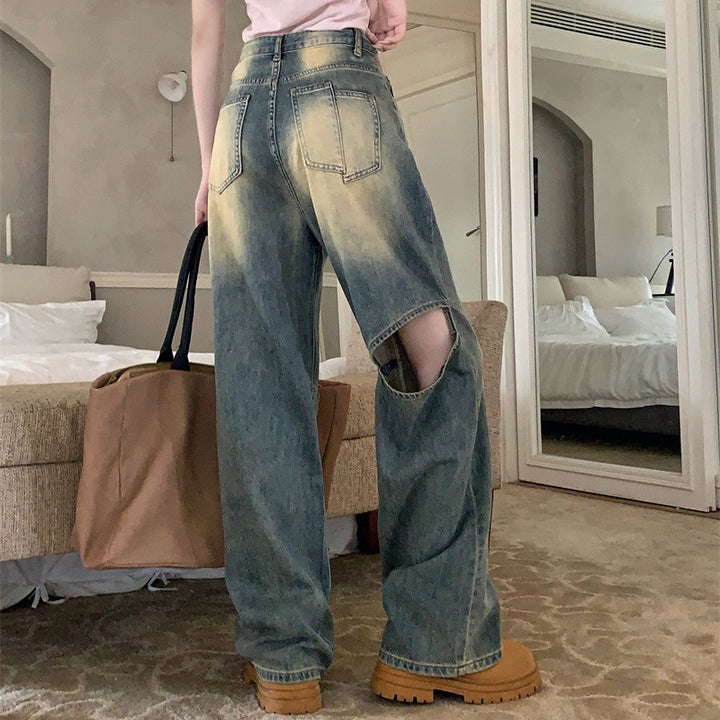 Damer Vida Denimbyxor med Asymmetrisk Knapp Mirla-Eva Jonsson