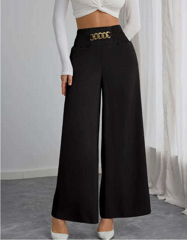 Damer Vida High-Waist Byxor med dekorativ gummiband och moderiktig bälte Mirla-Eva Jonsson