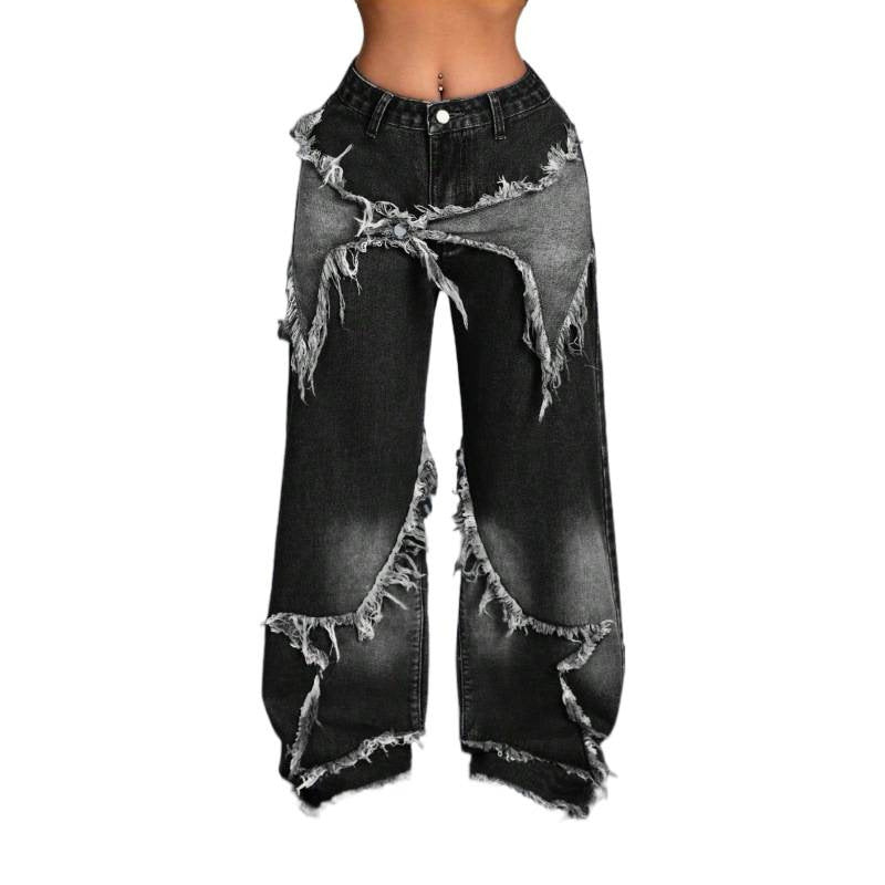 Damer Vida Jeans i modern förstörd stil med fransiga detaljer Mirla-Eva Jonsson