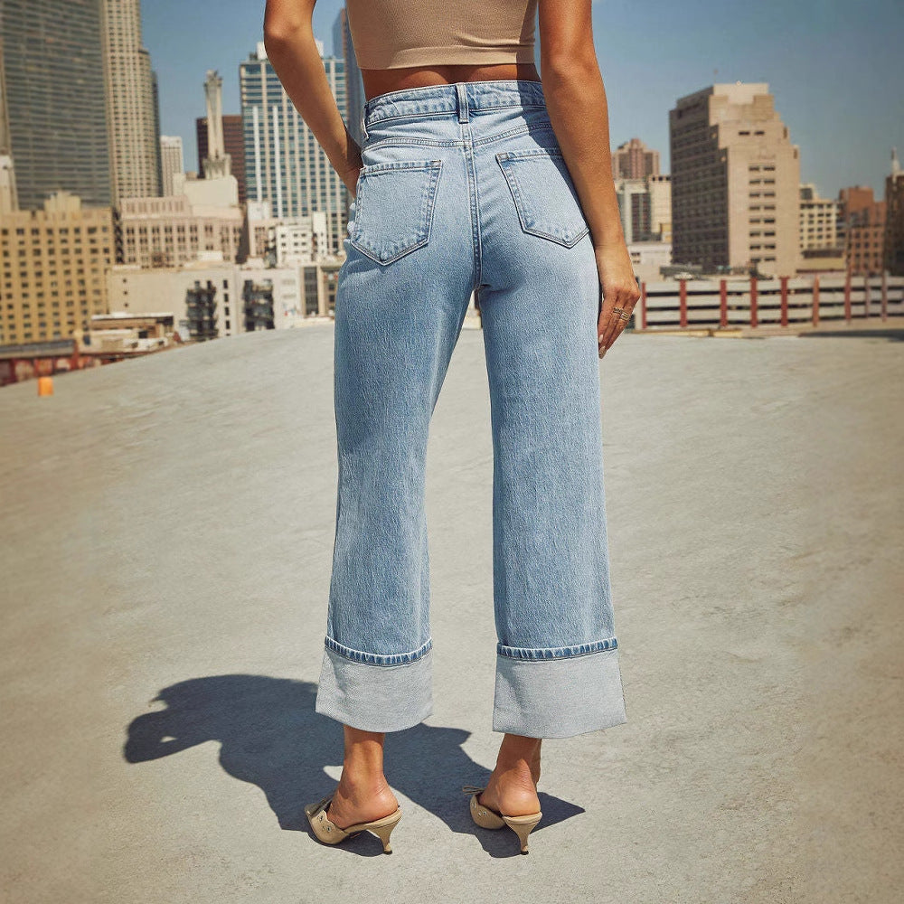 Damer Vida Jeans med Utrullad Kant Mirla-Eva Jonsson