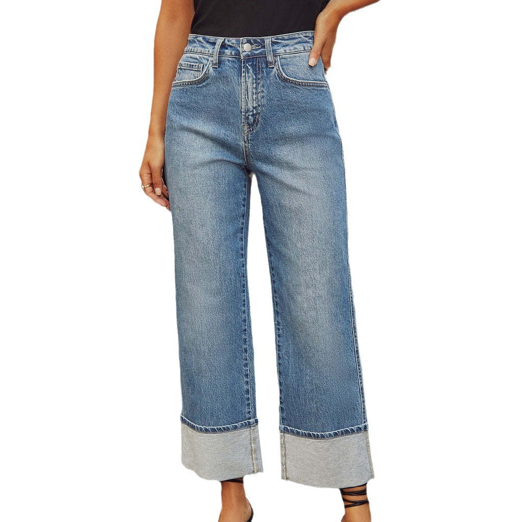 Damer Vida Jeans med Utrullad Kant Mirla-Eva Jonsson