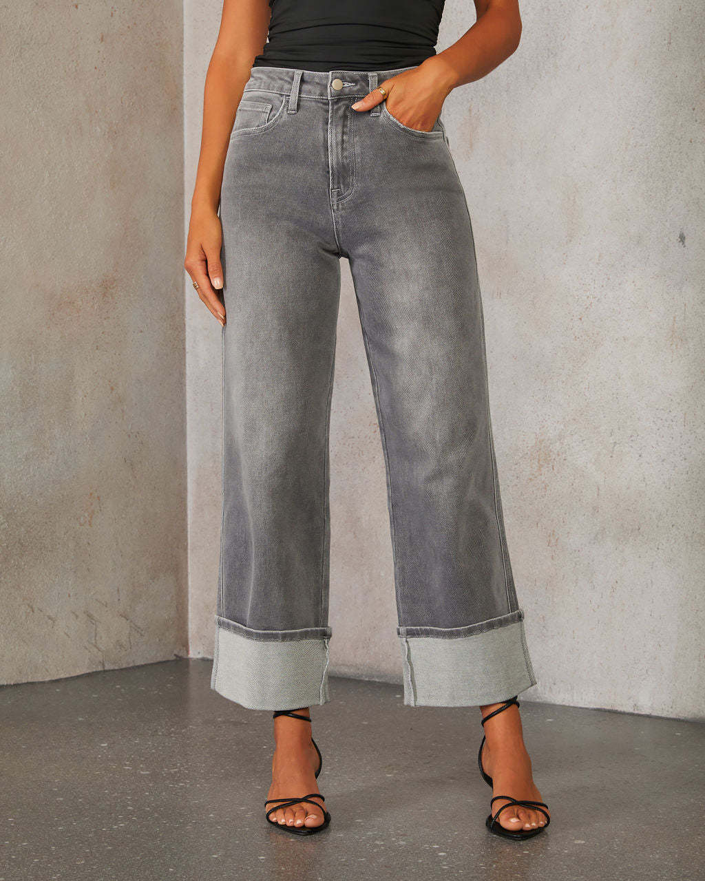 Damer Vida Jeans med Utrullad Kant Mirla-Eva Jonsson