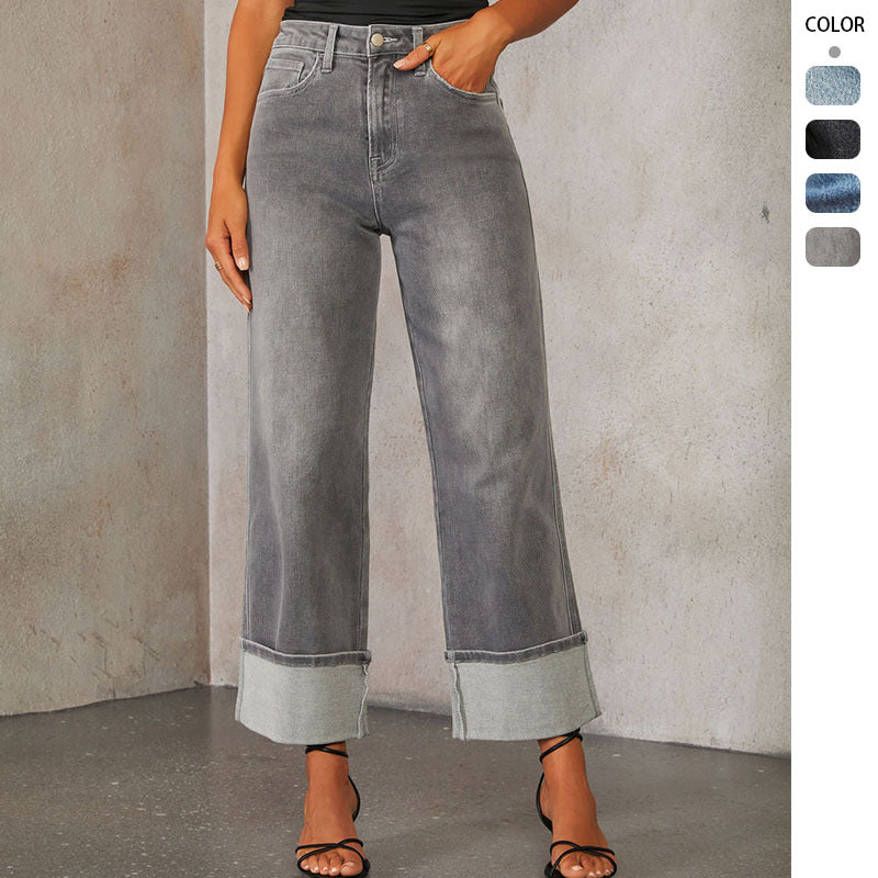 Damer Vida Jeans med Utrullad Kant Mirla-Eva Jonsson