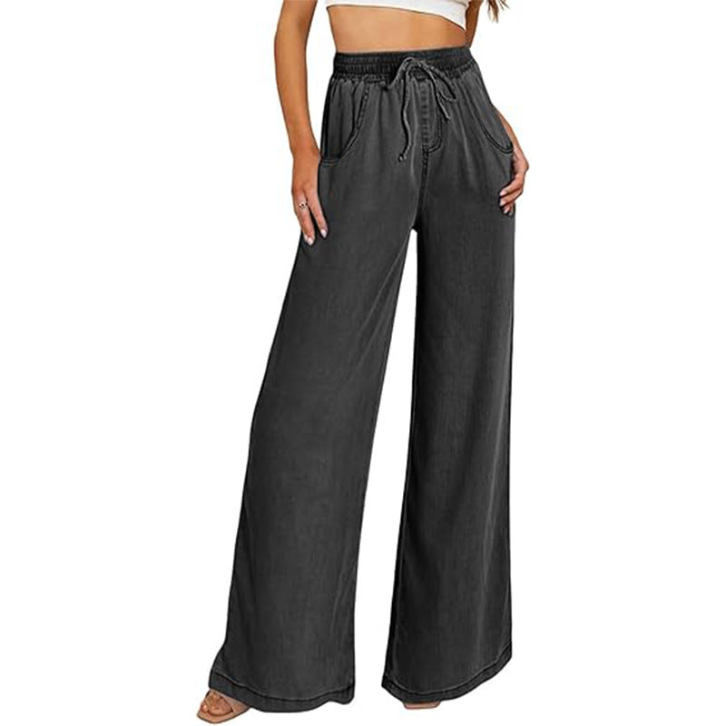 Damer Vida Jeansbyxor med Elastisk Midja och Sidos Pocket Mirla-Eva Jonsson