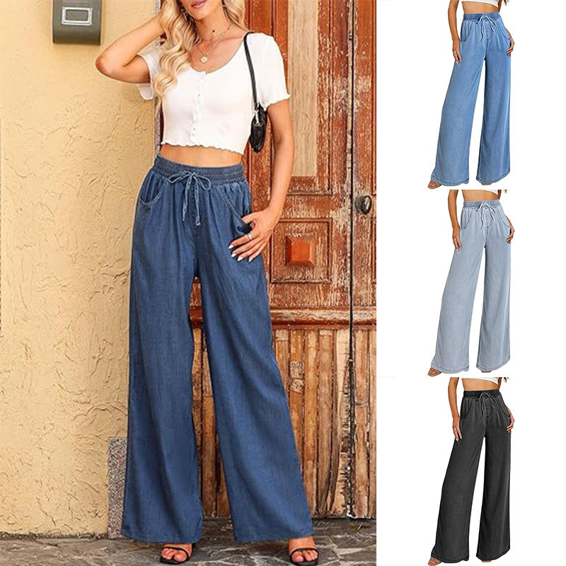 Damer Vida Jeansbyxor med Elastisk Midja och Sidos Pocket Mirla-Eva Jonsson