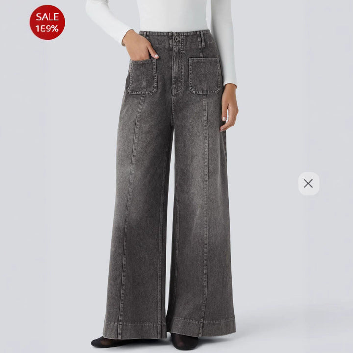 Damer Vida denimbyxor med hög midja och stora fickor Eva Jonsson-Eva Jonsson