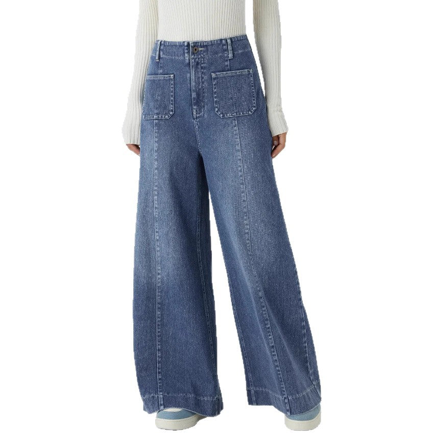 Damer Vida denimbyxor med hög midja och stora fickor Eva Jonsson-Eva Jonsson