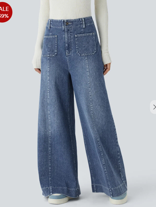 Damer Vida denimbyxor med hög midja och stora fickor Eva Jonsson-Eva Jonsson