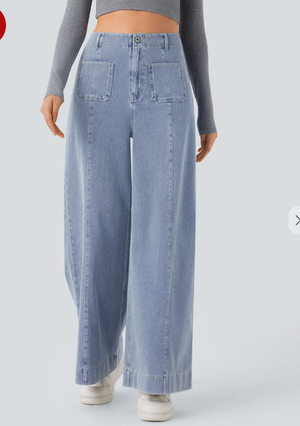 Damer Vida denimbyxor med hög midja och stora fickor Eva Jonsson-Eva Jonsson