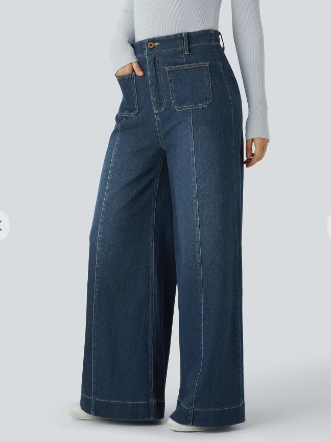 Damer Vida denimbyxor med hög midja och stora fickor Eva Jonsson-Eva Jonsson