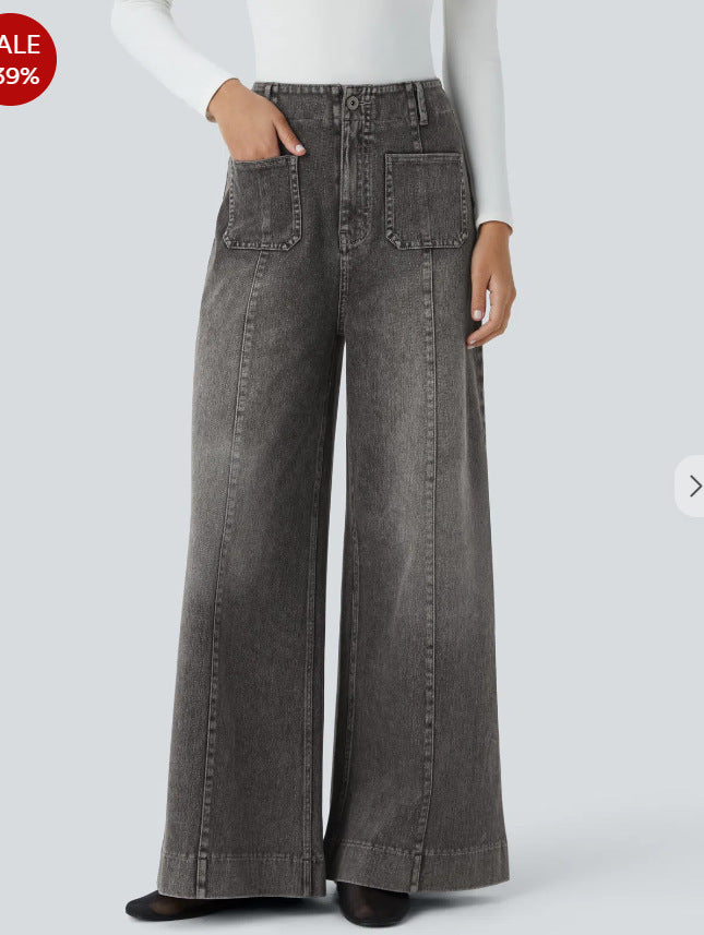Damer Vida denimbyxor med hög midja och stora fickor Eva Jonsson-Eva Jonsson