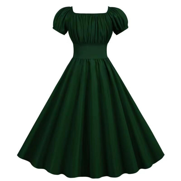 Damer Vintage Klänning med Puffärmar och Svängande Kjol Mirla-Eva Jonsson