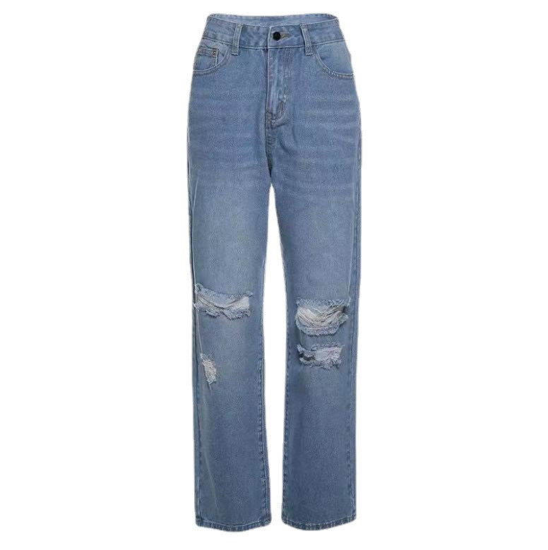 Damer Vintage-stil Mom-jeans med fransade hål och hög midja Mirla-Eva Jonsson