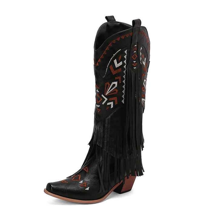 Damer Western-stövlar med fransiga detaljer och geometriska mönster Mirla-Eva Jonsson