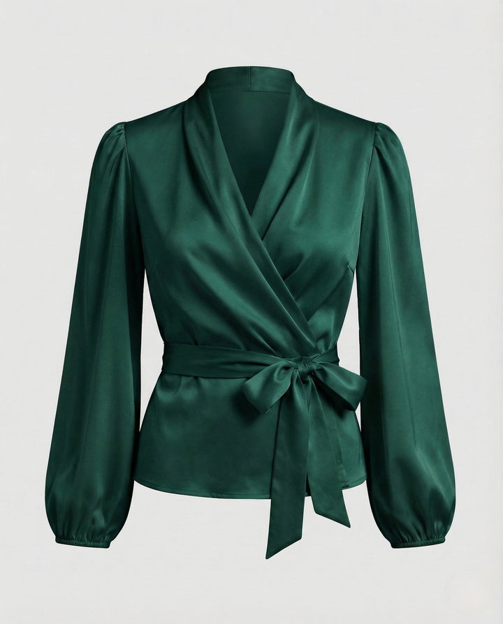 Damer Wickelblus Satin V Urtom-Eva Jonsson