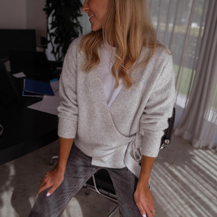 Damer Wickelstrickjacka med dekorativt knytbälte och avslappnad passform Mirla-Eva Jonsson
