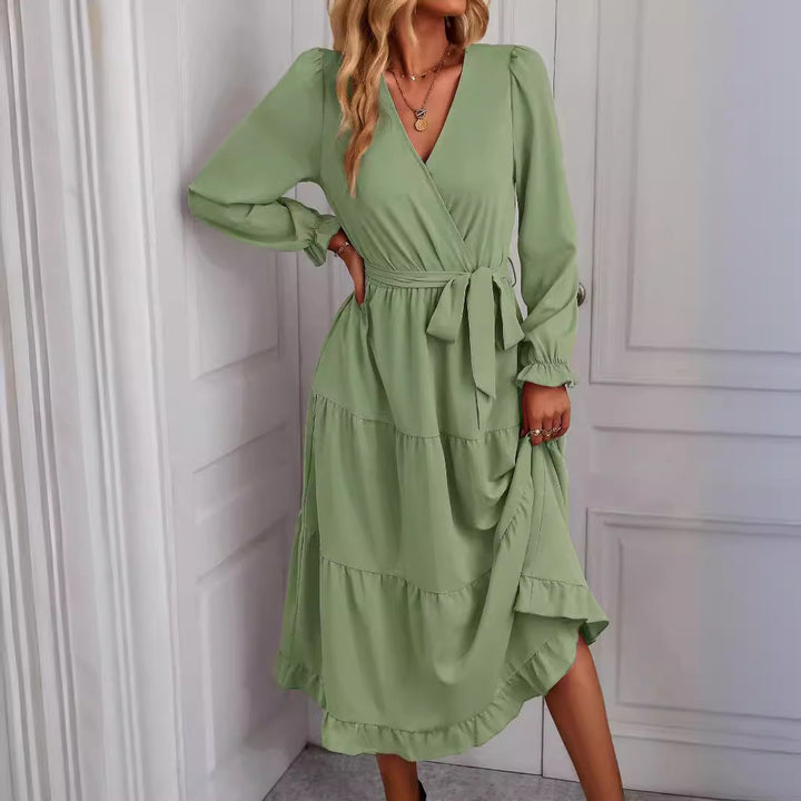 Damer Wrapklänning med Volangärmar och Elegant Snitt Mirla-Eva Jonsson