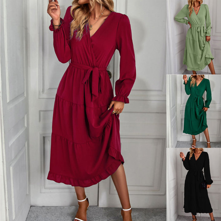Damer Wrapklänning med Volangärmar och Elegant Snitt Mirla-Eva Jonsson