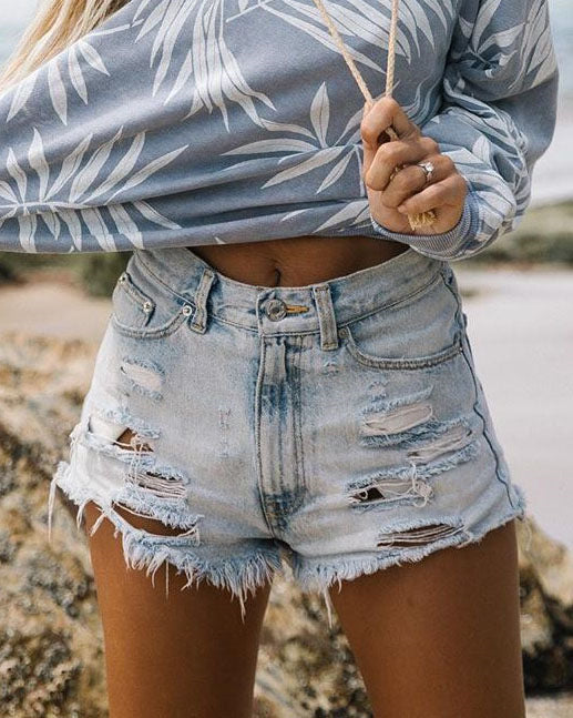 Damer Zerstört Denim-Shorts i avslappnad stil Mirla-Eva Jonsson