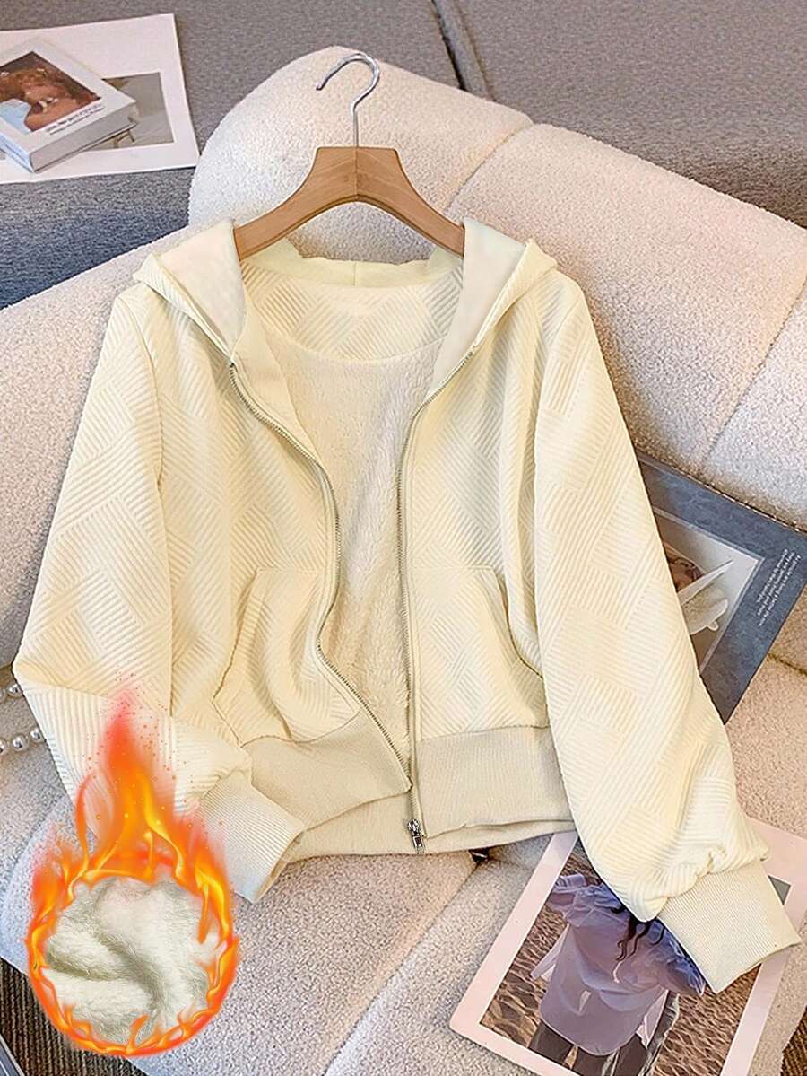 Damer Zip-Hoodie med varmt foder och strukturerad design Mirla-Eva Jonsson